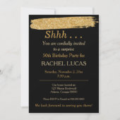 サプライズパーティーブラック金ゴールドグリッタースタイル招待状 招待状 (正面)