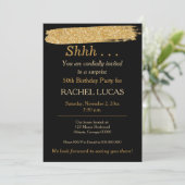 サプライズパーティーブラック金ゴールドグリッタースタイル招待状 招待状 (スタンド正面)