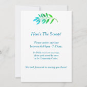 サプライズパーティーブルーグリーンリーフ招待状 招待状 (裏面)