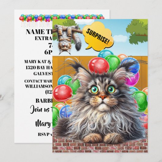 サプライズパーティー招待状 招待状 (正面/裏面)