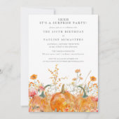 サプライズパーティー第100誕生日カボチャ野花 招待状 (正面)