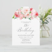 サプライズパーティー第18誕生日エレガントピンク牡丹 招待状 (スタンド正面)