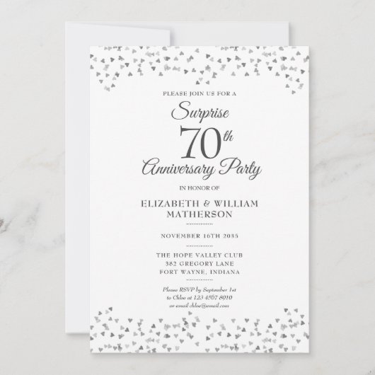 サプライズパーティー結婚70周年 招待状 (正面)