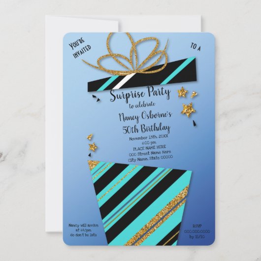 サプライズパーティー誕生日招待状 招待状 (正面)