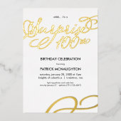 サプライズパーティー100誕生日ゴールドフォイル招待状 箔招待状 (正面)