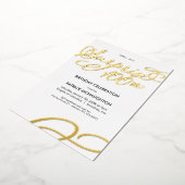 サプライズパーティー100誕生日ゴールドフォイル招待状 箔招待状 (回転した状態)