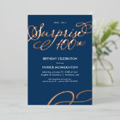 サプライズパーティー100誕生日ゴールドフォイル招待状 箔招待状 (立ち正面)