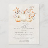 サプライズパーティー100thホワイトパンプキン紅葉 インビテーションポストカード (正面)