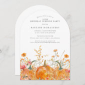 サプライズパーティー18誕生日かぼちゃ野花 招待状 (正面/裏面)