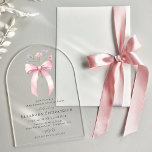 サプライズパーティー18th誕生日ボウワイルドフラワーアーチ アクリル招待状<br><div class="desc">ピンクフェミニンコケットの弓は飾小さなピンクと紫の野花が付いている。</div>
