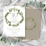 サプライズパーティー30周年記念ウッドランド緑 招待状<br><div class="desc">森のエレガント緑のガーランドを特徴とするこのシックな植物的な驚きのパーティー30th結婚の記念日の招待はパーソナライズされた、あなたの特別な真珠の記念日の情報と一緒に行うことができる。その逆の特徴は、真珠の背景に白い文字で記念日をフレーミングエレガントマッチングのガーランド。Thisisnomeによる設計©</div>