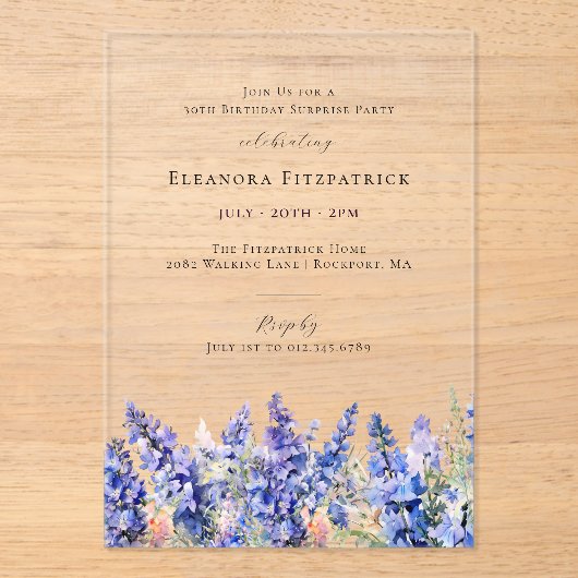 サプライズパーティー30th誕生日7月誕生花 アクリル招待状 (正面)