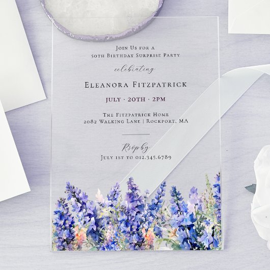 サプライズパーティー50誕生日7月誕生花 アクリル招待状