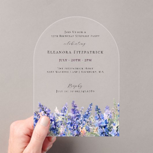 サプライズパーティー7月25日誕生月花 アクリル招待状 (インサイチュ (ポータブル))