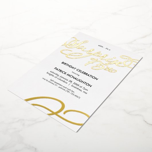 サプライズパーティー75th誕生日ゴールドフォイル招待状 箔招待状 (回転した状態)