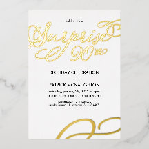 サプライズパーティー90誕生日ゴールドフォイル招待状