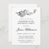 サプライズパーティー90th誕生日ゴルフテーマ インビテーションポストカード (正面/裏面)