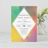 サプライズパーティー | カラフルアブストラクトボホ水彩 招待状 (スタンド正面)