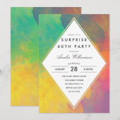 サプライズパーティー | カラフルアブストラクトボホ水彩 招待状 (正面/裏面)