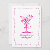 サプライズパーティー ピンクの落書きマーティーニ 50歳の誕生日 招待状 (裏面)