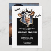 サプライズパーティー |フォトグラーおもしろいド付きマンガ牛 招待状 (正面/裏面)