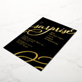 サプライズパーティー ブラック＆ゴールド箔 招待状 (回転した状態)