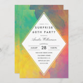 サプライズパーティー | 抽象芸術カラフルボホウォーターの色 招待状 (正面/裏面)