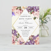 サプライズパーティー |美しいブルーベルとバラ 招待状 (スタンド正面)