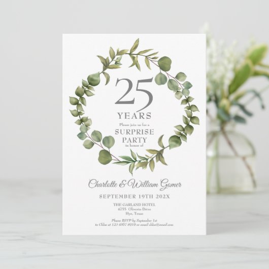 サプライズパーティー 25周年記念 ウッドランドグリーン 招待状 (スタンド正面)