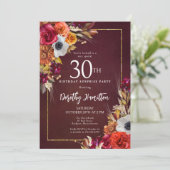サプライズパーティー 30歳の誕生日 ブルゴーニュの秋の花 招待状 (スタンド正面)