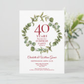 サプライズパーティー 40周年 ルビー記念日 グリーンネリー 招待状 (スタンド正面)