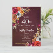 サプライズパーティー 40歳の誕生日 ブルゴーニュの秋の花 招待状 (スタンド正面)