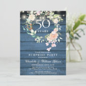 サプライズパーティー 50周年 ラスティック フラワーリース 招待状 (スタンド正面)