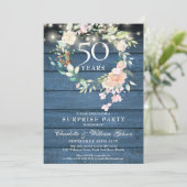 サプライズパーティー 50周年 ラスティック フローラル 招待状 (スタンド正面)