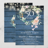 サプライズパーティー 50周年 ラスティック フローラル 招待状 (正面/裏面)