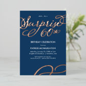 サプライズパーティー 60歳誕生日 ゴールド箔 招待状 (立ち正面)