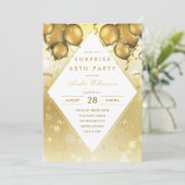 サプライズパーティー | Glam金ゴールドバルーンと紙吹雪 招待状 (スタンド正面)