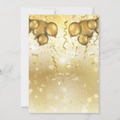サプライズパーティー | Glam金ゴールドバルーンと紙吹雪 招待状 (裏面)