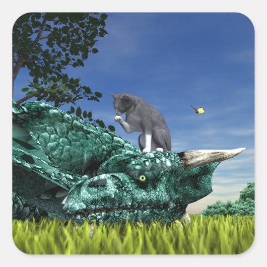 サプライズビジター – かわいい猫の頭|過去記事 スクエアシール (正面)