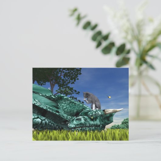 サプライズビジター – かわいい猫の頭|過去記事 ポストカード (スタンド正面)