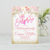 サプライズピンクと金ゴールドの退職パーティー 招待状 (スタンド正面)