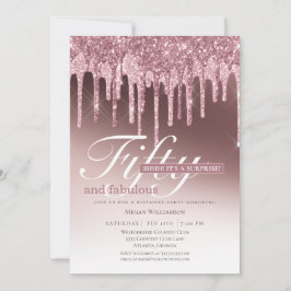 サプライズピンクグリッターフィフティアンドファブラス誕生日 招待状