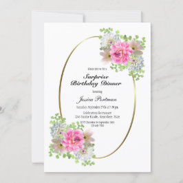 サプライズピンク金ゴールド誕生日ディナー 招待状