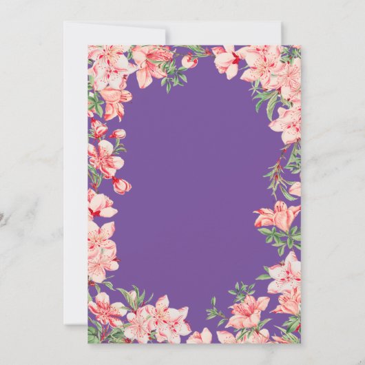 サプライズフローラ15誕生日ピンク花紫色 招待状 (裏面)