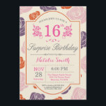 サプライズフローラ16th誕生日招待状ピンクローズ 招待状<br><div class="desc">サプライズフローラ16番目の誕生日招待状。ピンクパープルオレンジバラ。女性、女性、女性、女性の誕生日。13.15.16.18.21.30.40.50.60.70.80.90.100.任意の年齢さらにカスタマイズするには、「クリックカスタマイズit」ボタンをクリックし、デザインツールを使用してこのテンプレートを変更してください。</div>
