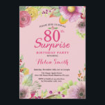 サプライズフローラ80th誕生日招待状for Women 招待状<br><div class="desc">サプライズフローラ80th誕生日招待状for Women.水彩フローラ、ピンク背景。16日18日21日30日40日50日70日80日90日100日。任意の年齢さらにカスタマイクリックズを行う場合はカスタマイズ、「IT」ボタンをクリックし、このテンプレートを変更するために当社のデザインツールを使用する。</div>