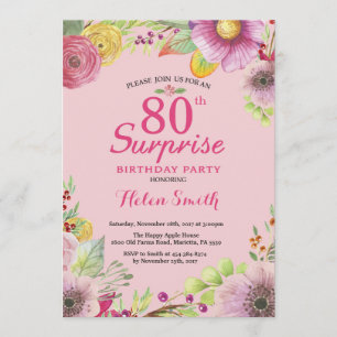 サプライズフローラ80th誕生日招待状for Women 招待状