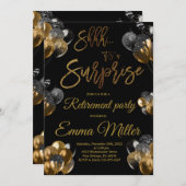 サプライズブラックと金ゴールドリタイアメントパーティー 招待状 (正面/裏面)