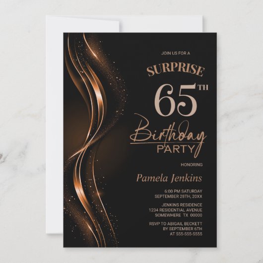 サプライズブラックオレンジ65th誕生日パーティー 招待状 (正面)