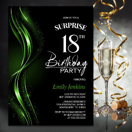 サプライズブラックグリーン18th誕生日パーティー 招待状